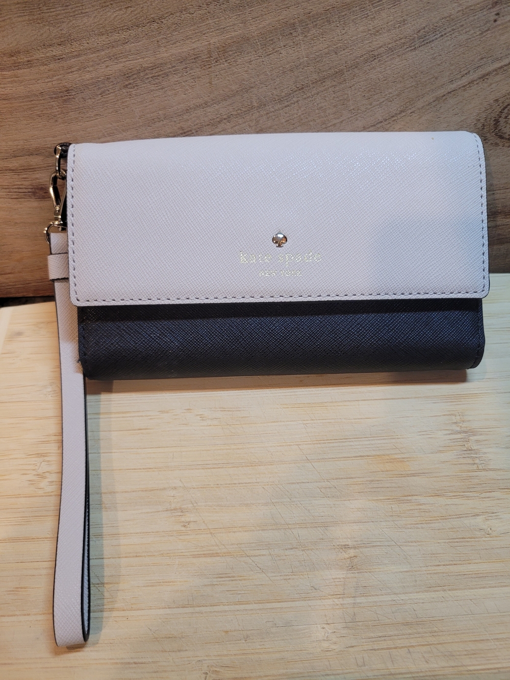 kate spade Two-Tone Black and Tan Wristlet Clutch